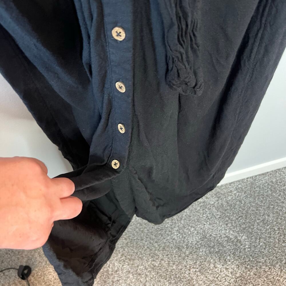 Free People Vintage Summer Midi Black Dress with Buttons Size Large - Picture 10 of 15